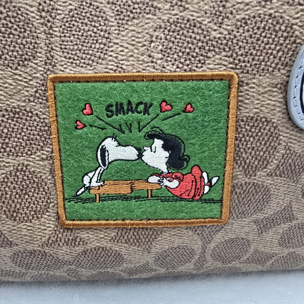 Coach x Peanuts City Tote with Snoopy, Lucy, Charlie Brown Patches Tan & Khaki - Picture 5 of 15